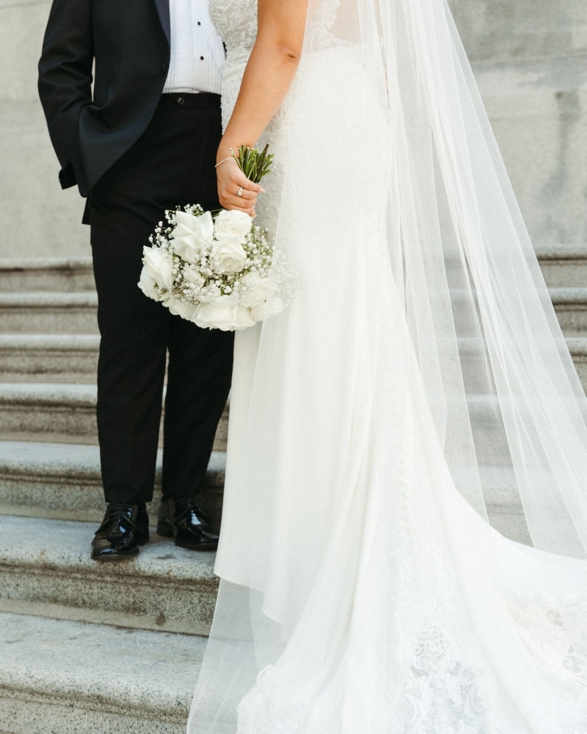 Photo of the real bride and groom with a bouquet - Desktop Image